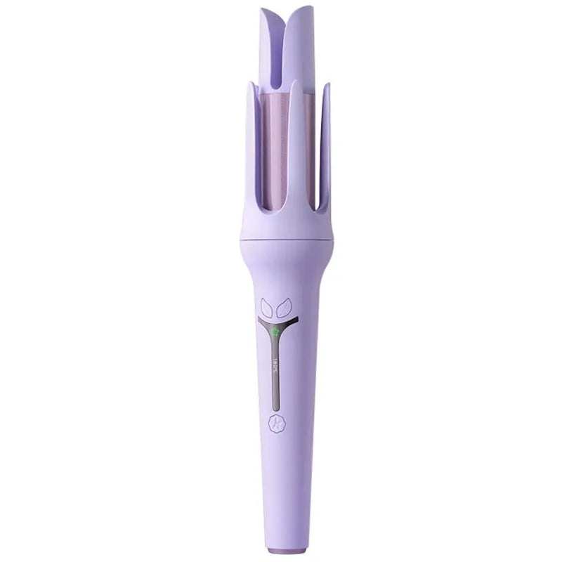 Light purple and pink 32mm automatic hair curler with anion technology and styling clips.