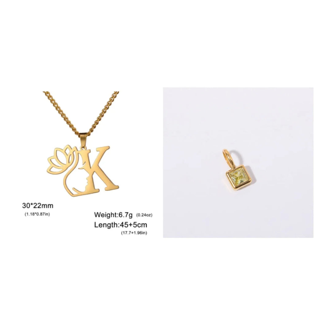Stainless steel necklace with cross chain design and a pendant, available in gold or steel colour.