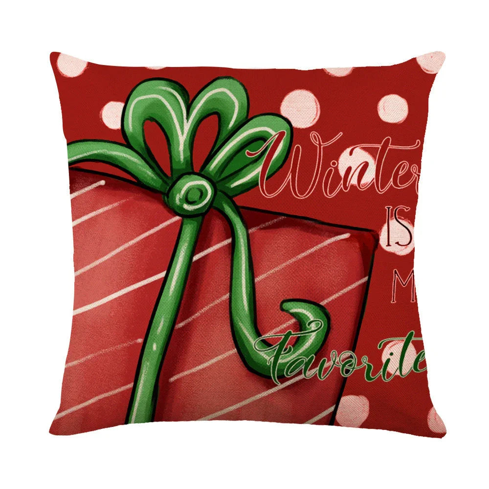 Cozy Christmas pillow covers with whimsical snowflake designs in various colors to decorate your home for the holidays.