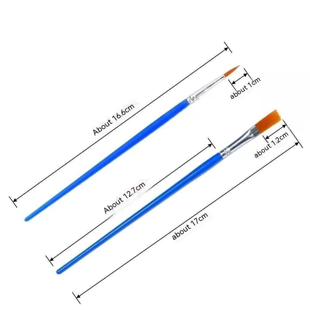 Children's graphic art gouache pen set with flat pen and line marker on white background