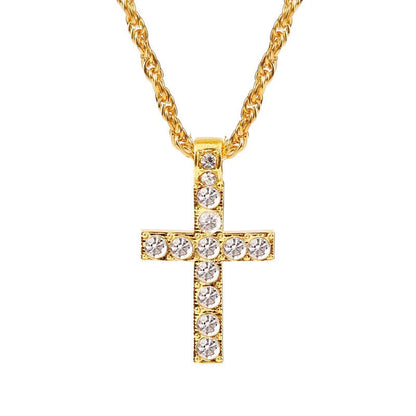 Silver alloy cross pendant necklace with 60 cm rope chain for women and men