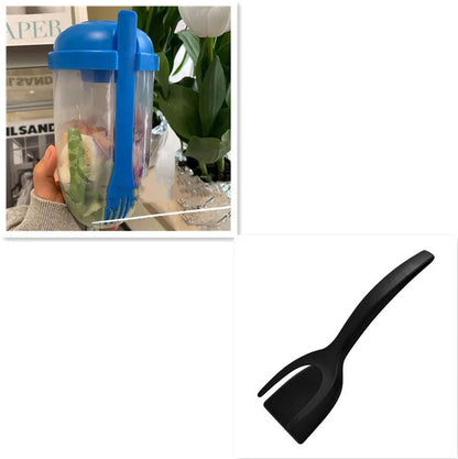 BPA-free salad cup set with fork and sauce holder, 1000ml capacity, in various colours