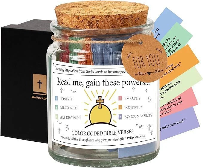 Bible Verses In A Jar 90 Verses Glass Jar with cartoon design for daily inspiration
