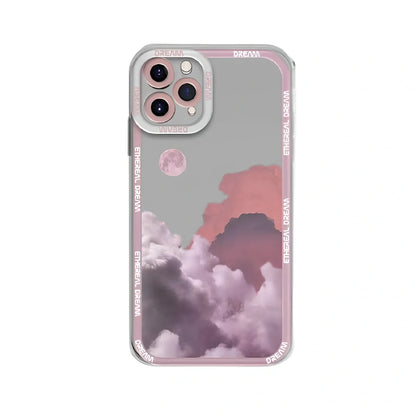 TPU phone case with blue sunset clouds and starry sky print for iPhone 13, 1.2mm thick back cover protection