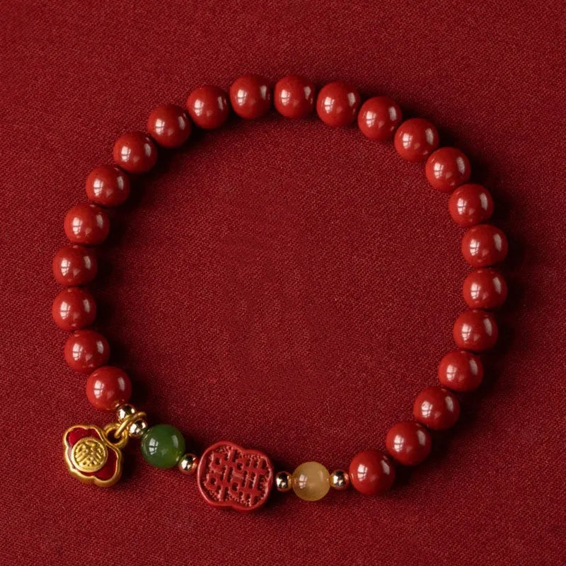 Emperor Sandstone bracelet with Fu character in New Chinese Style design