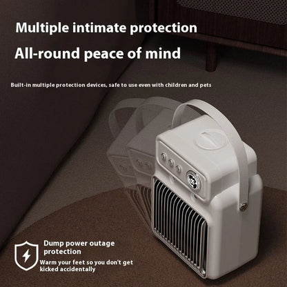 A modern, white electric heater and humidifier with a control panel and mist output