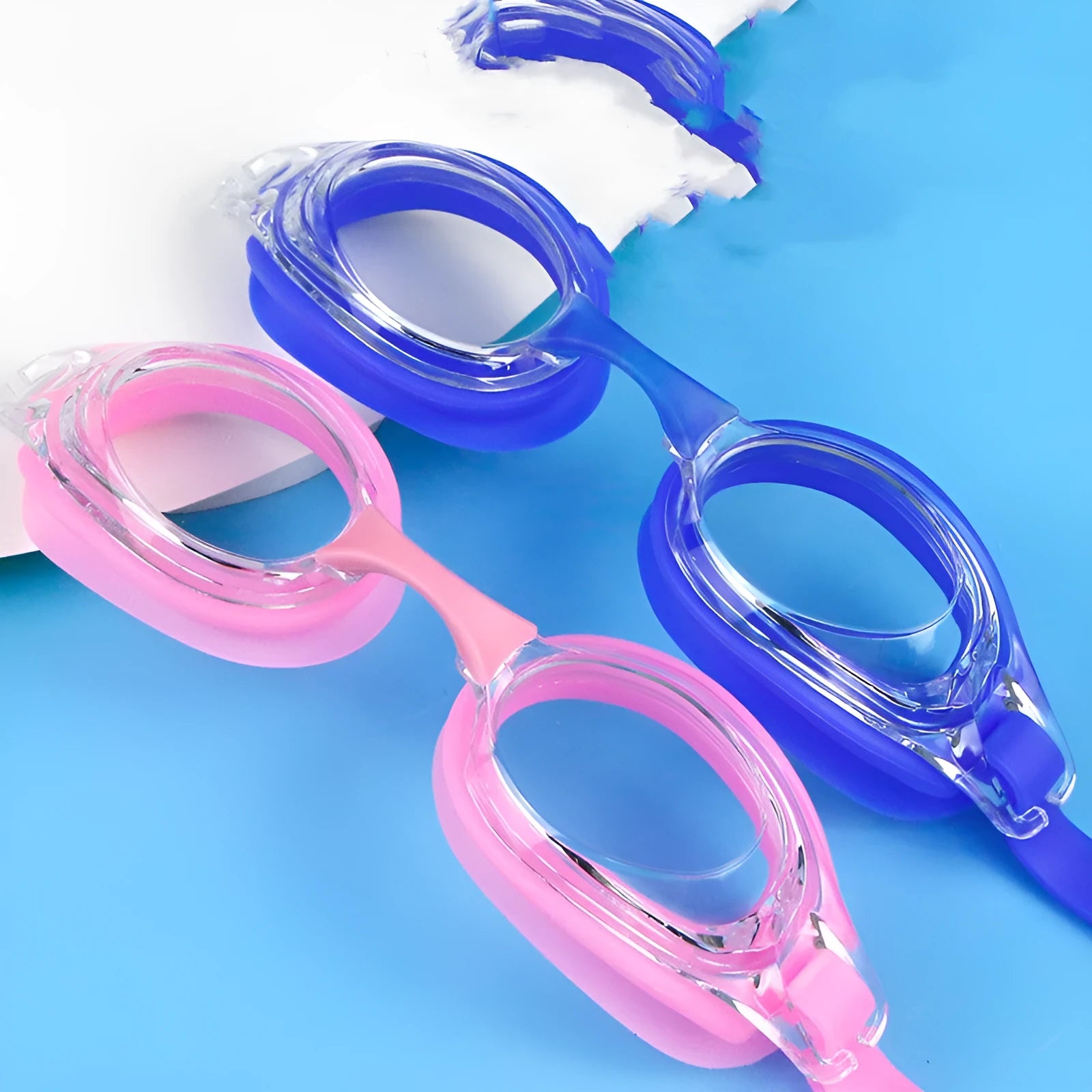 Prescription swimming goggles with adjustable headband and protective case for myopia correction 200-600 degrees