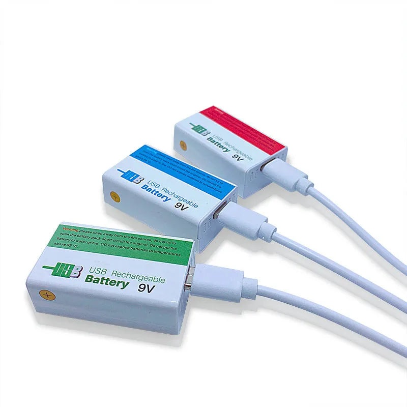9V rechargeable lithium-ion battery with USB cable for multimeter, 5500mAh, compact 50x30x20mm