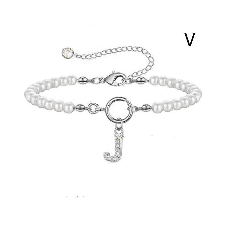 2024 personalised initial pearl bracelet for women with toggle clasp