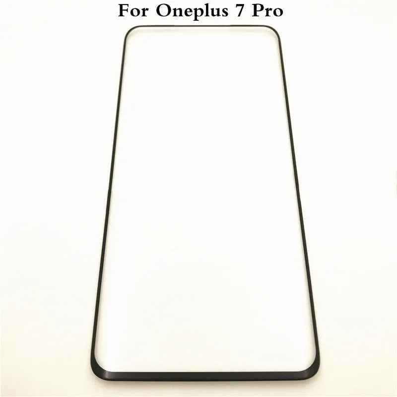 Replacement touch screen glass for OnePlus 7 Pro mobile phone showing front view.