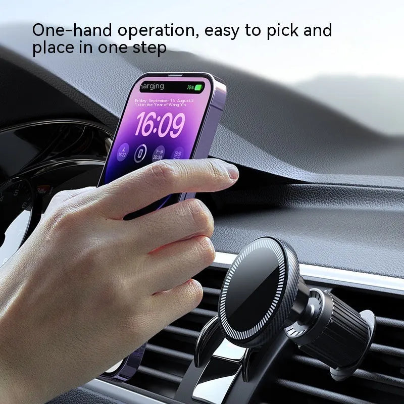 Metal car air outlet magnetic phone holder with hook attachment for navigator use