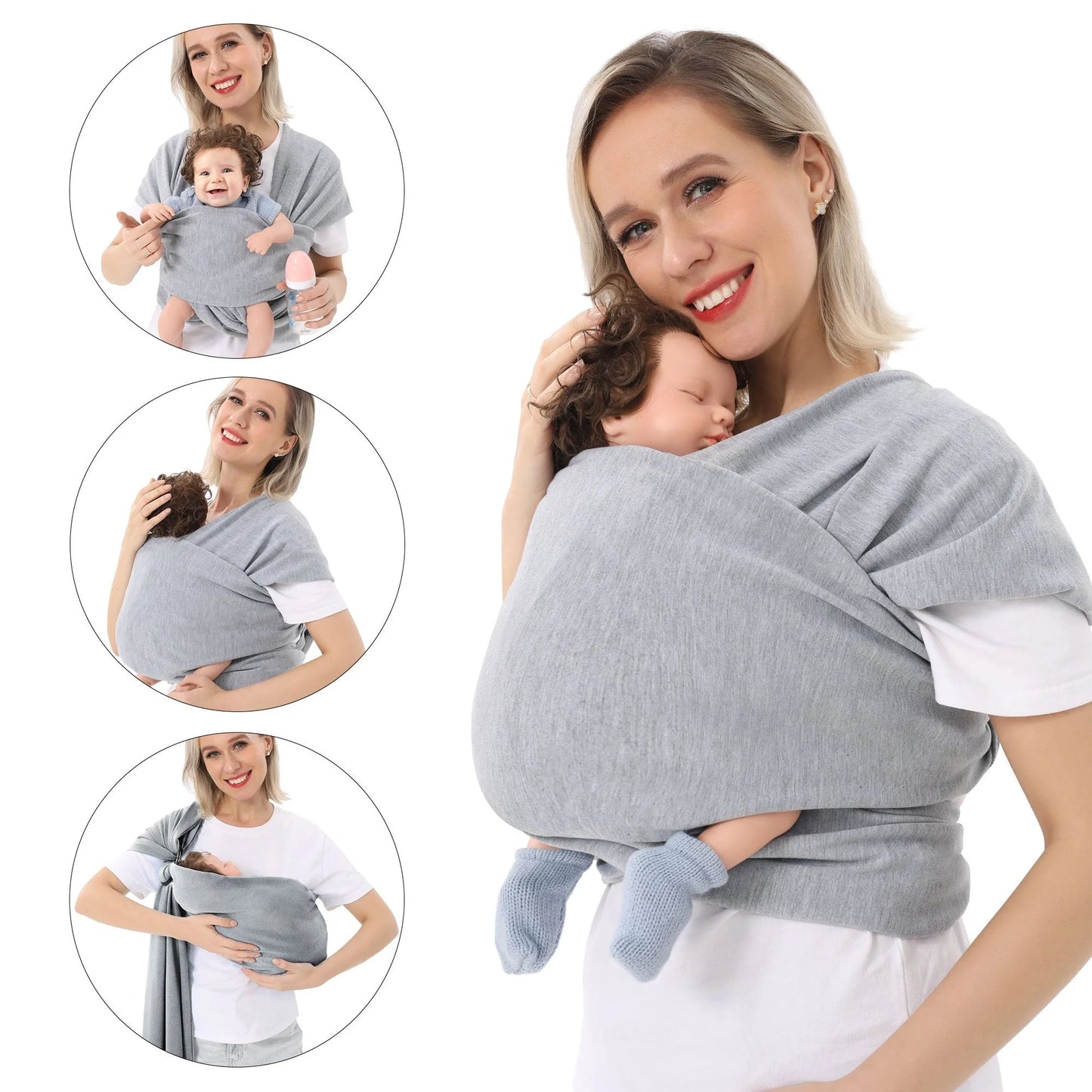 Multi-functional baby carrier wrap scarf in various colors for secure and comfortable baby carrying