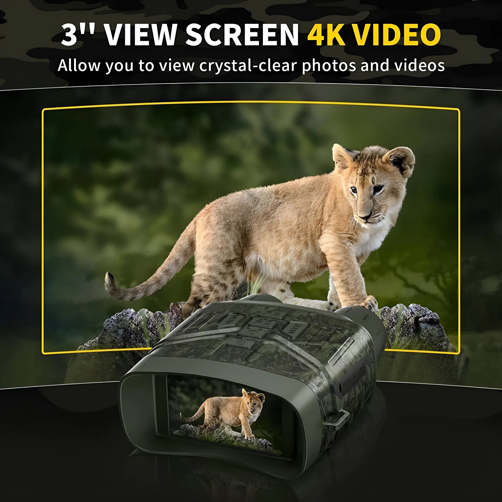 NV4000 black and camouflage night vision instrument with lens and LCD screen