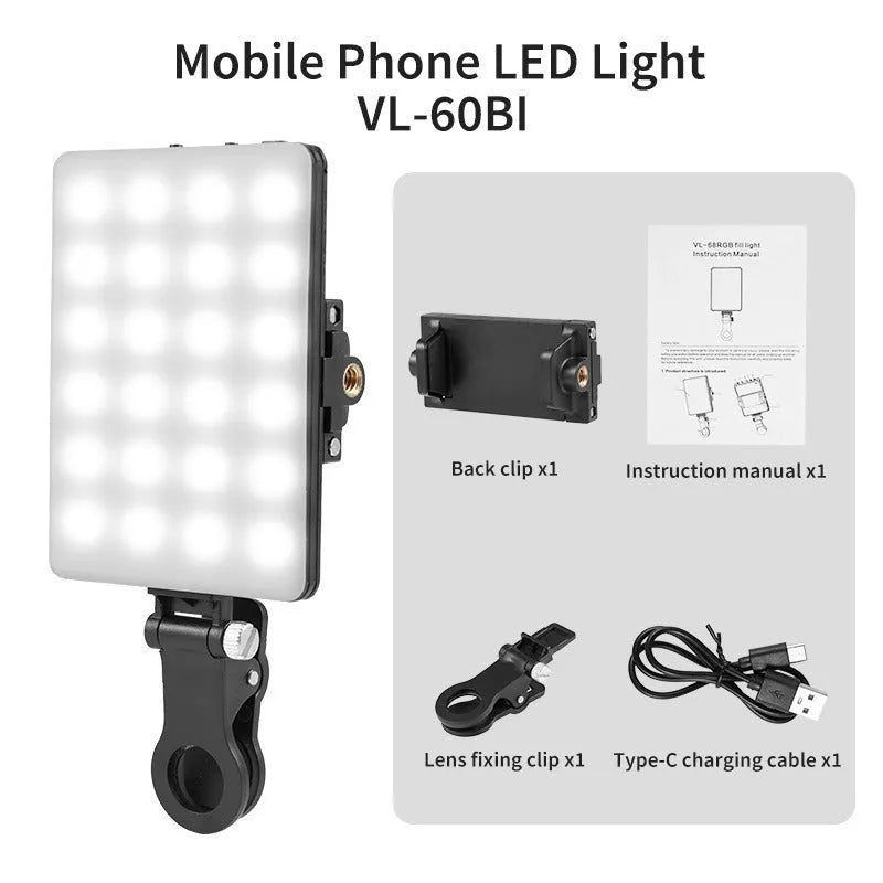 Pocket-sized handheld LED fill light for mobile phone photography and live broadcasts
