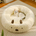 White Cut Alpaca pet bed with raised edges and detachable plush pad for small medium large dogs and cats
