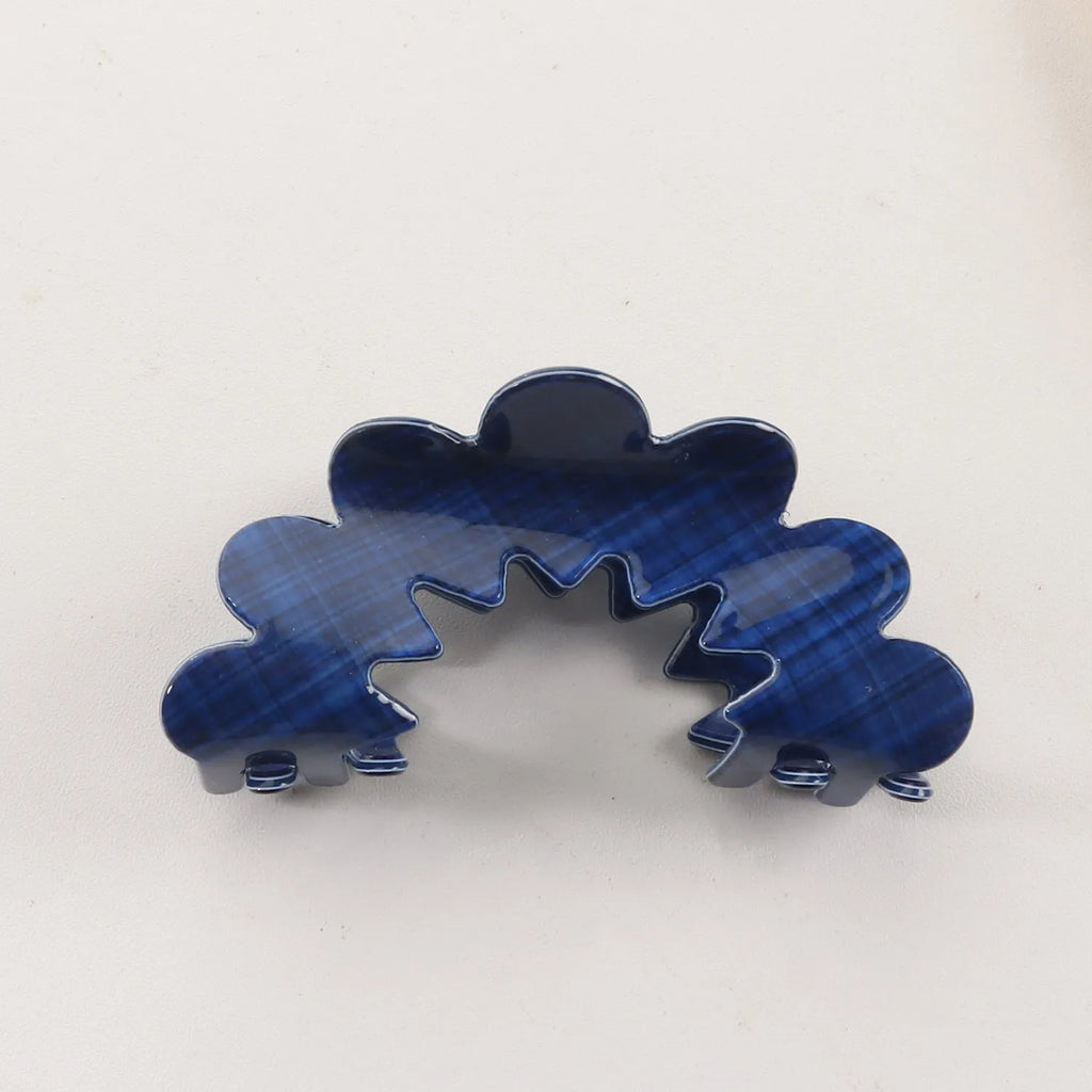 New Wave Grip Blue Series PVC barrette women's natural asymmetric back head hair clip in plaids pattern