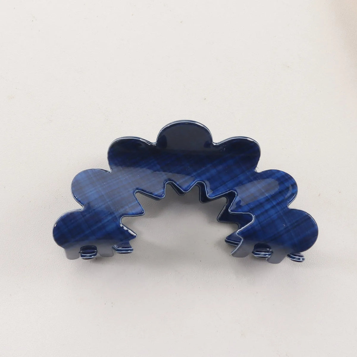 New Wave Grip Blue Series PVC barrette women's natural asymmetric back head hair clip in plaids pattern