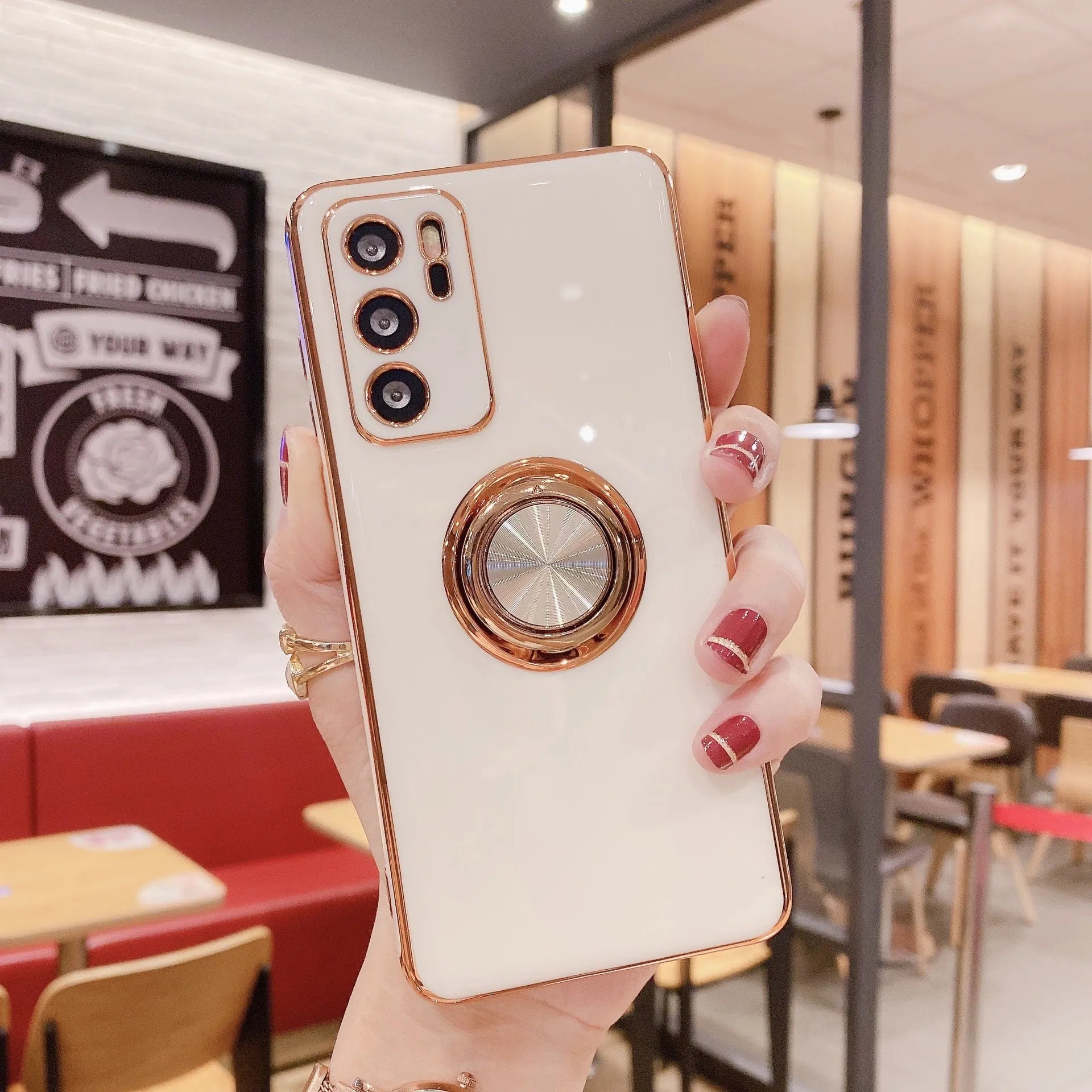 Huawei P40 Pro mobile phone case with integrated ring bracket in multiple colour options