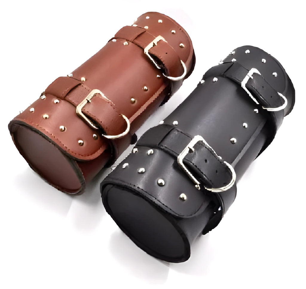 Black PU leather motorcycle side bag with tie ropes, 310x135x135mm, waterproof and wear-resistant