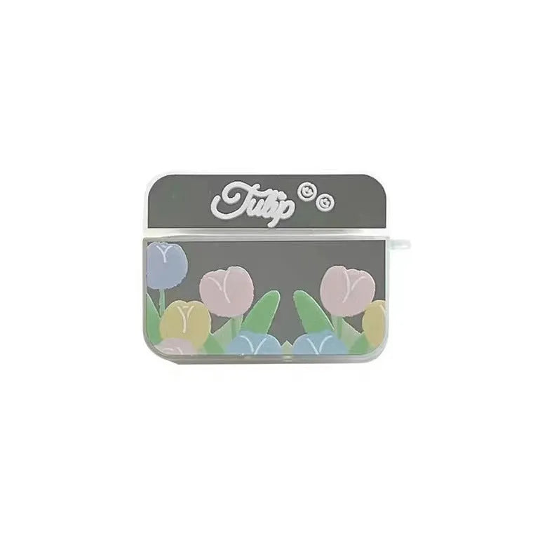 Ins Korean style Mirror Flower TPU back cover for AirPods charging case, compatible with 1st to Pro2 generations