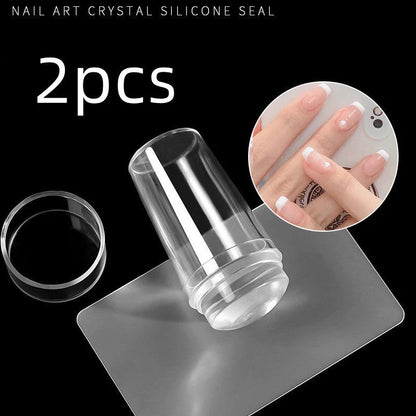 2.8cm transparent silicone French nail stamp with scraper tool for precise manicures