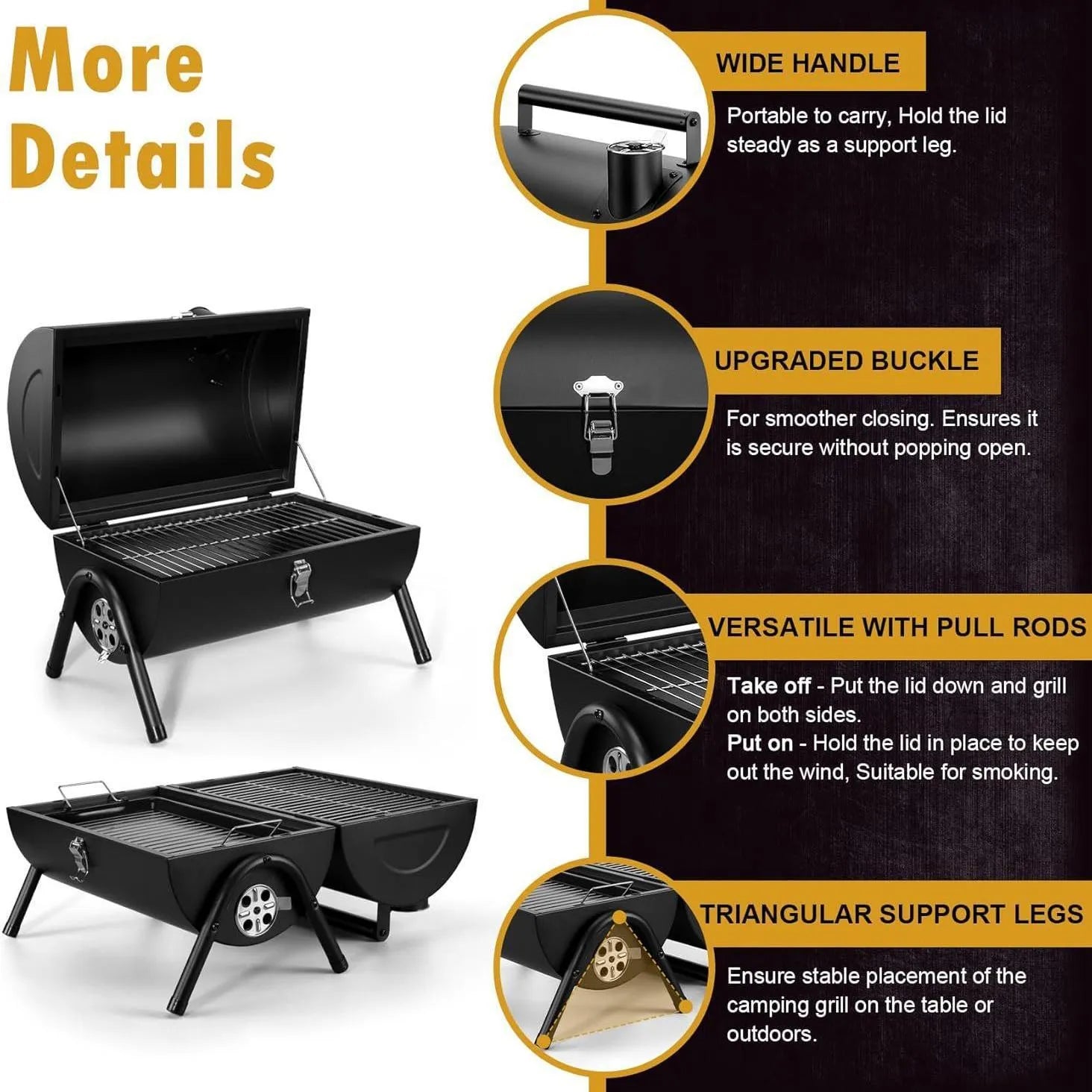 Small portable charcoal barbecue grill in a folded or unfolded state on a tabletop.
