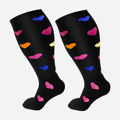 Plus size bamboo compression socks for men and women, offering comfort and support for wide calves.