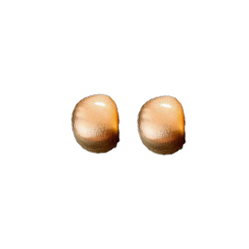 Female versatile round copper earrings with electroplated finish, simple geometric design, real gold and silver colour options