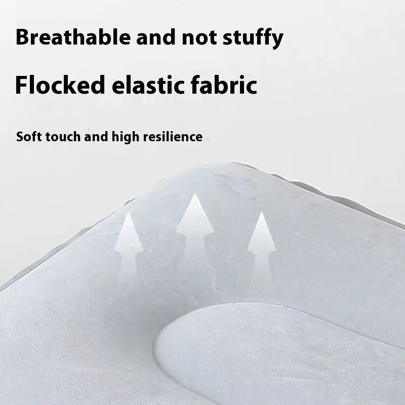 Black inflatable seat cushion with flocked texture shown inflated for use