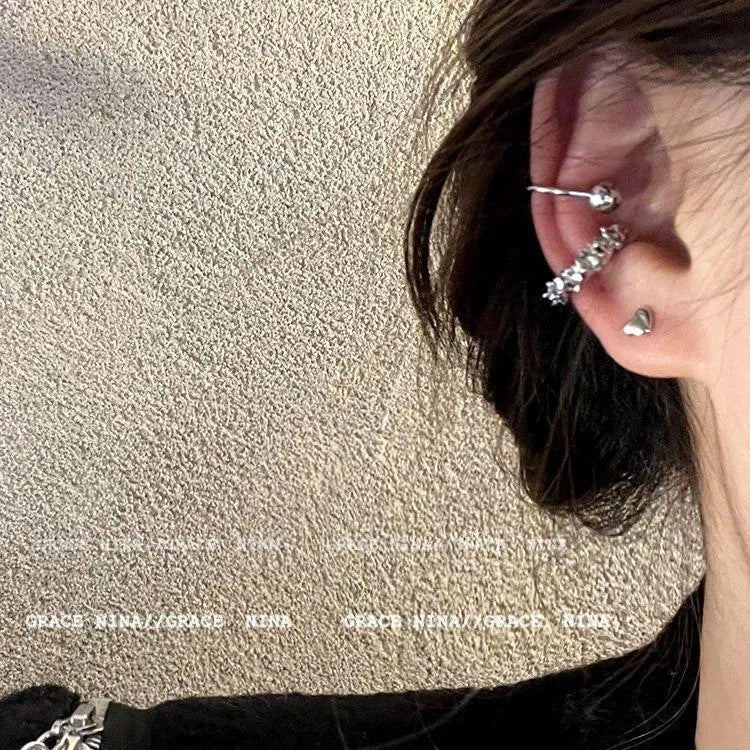 Geometric frosty finish ear clip earrings with irregular shapes and double clip mechanism