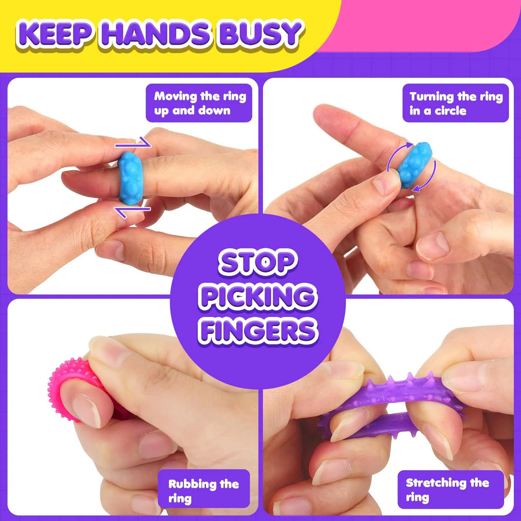 Set of colourful children's silicone sensory rings in various piece counts