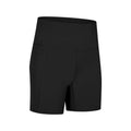 Women's high-waist mid-length sports shorts in black stretch fabric for running and gym