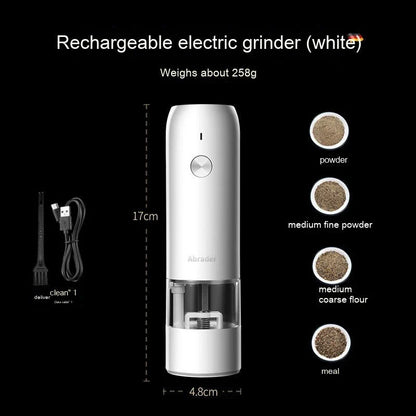 USB rechargeable electric pepper and salt grinder set with adjustable coarseness and LED light