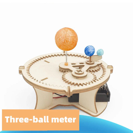 Wooden solar system model kit featuring Earth, Sun, and Moon for educational play