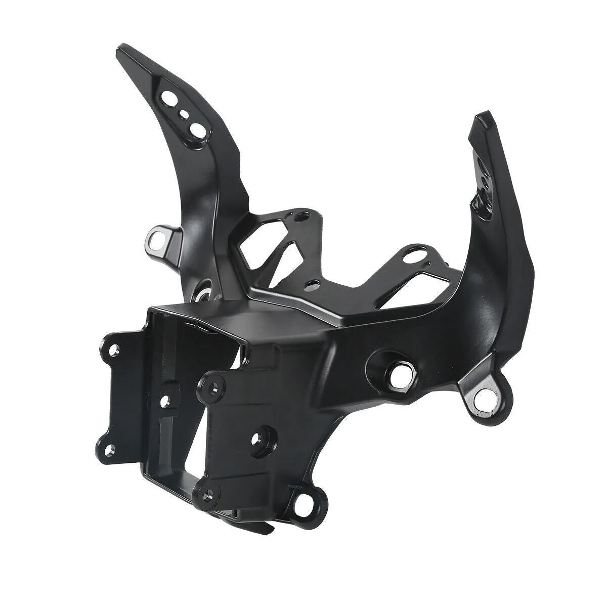 Black aluminium headlight mounting bracket for BMW S1000RR motorcycle 2009-2018.