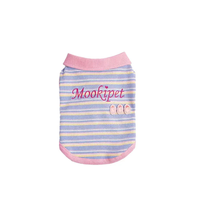 Pink purple small dog autumn vest showing front view with size options from XXS to XXL