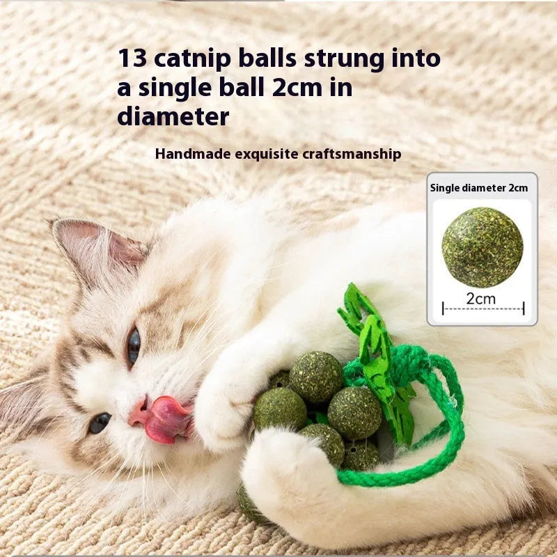 Mint Grape Cluster Teaser Molar Cat Toy made from cotton thread in mixed flavour