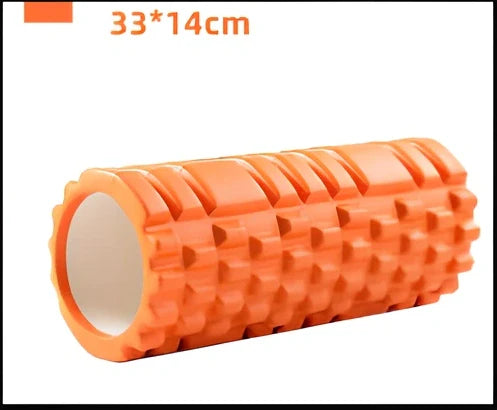 Blue EVA yoga foam roller 30cm long with massage points for muscle recovery