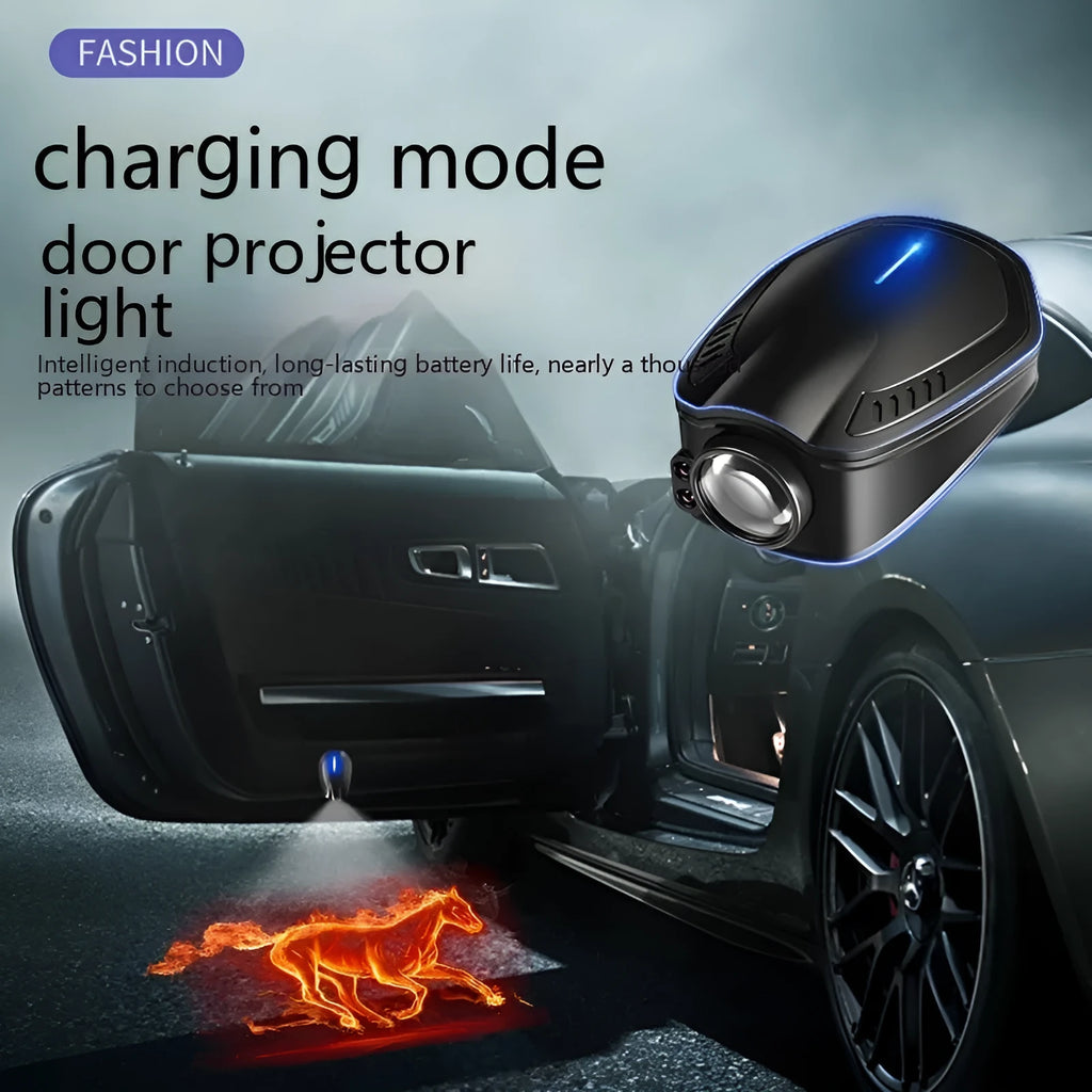 Black F2 rechargeable wireless car welcome light with magnetic installation for automatic door illumination