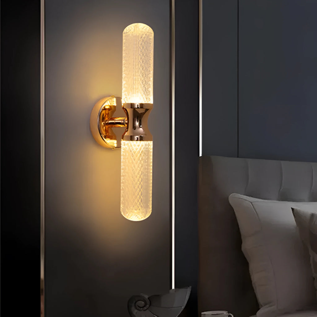 Modern Nordic minimalist wall light with acrylic shade and hardware electroplated finish for living room or stairwell