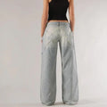 Loose straight wide leg mop trousers in cotton with low waist design