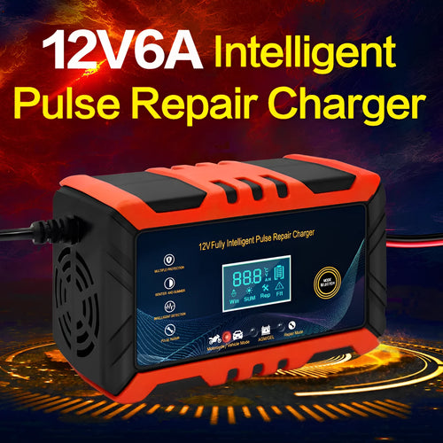12V 6A RX-04 series automobile battery charger with US plug in red colour
