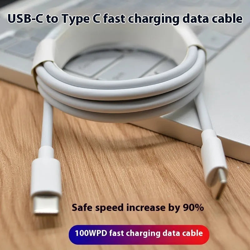 White double-headed Type-C data cable 1m length for 5W fast charging