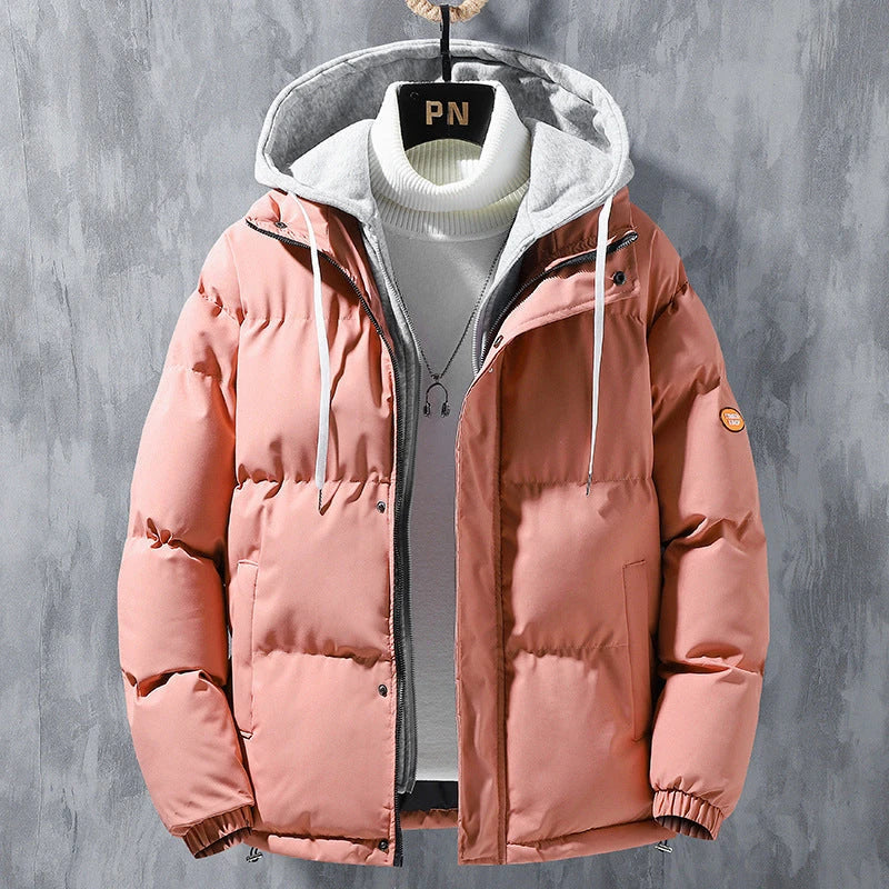 A stylish and warm men's hooded jacket in multiple colors, designed for cold weather protection and modern style.