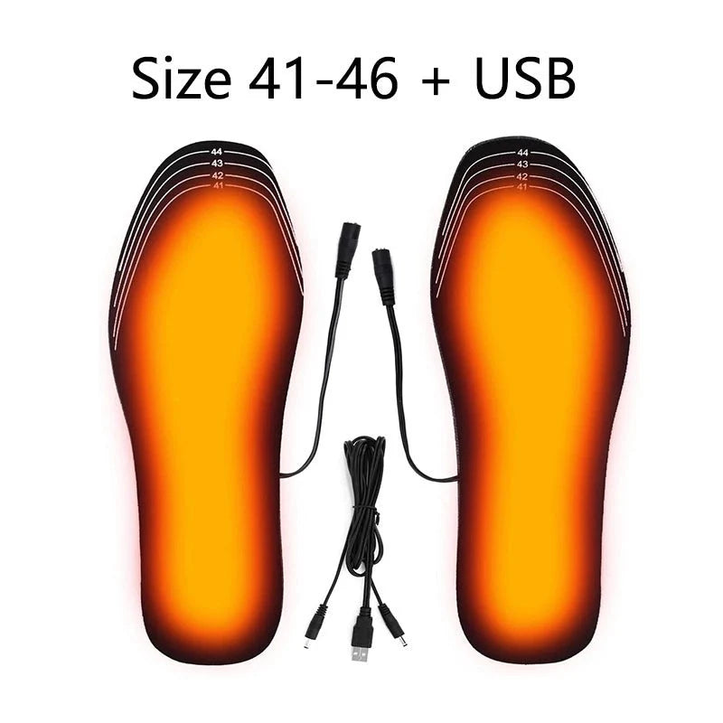 USB heated insoles for winter warmth in boots and sneakers, adjustable heat settings