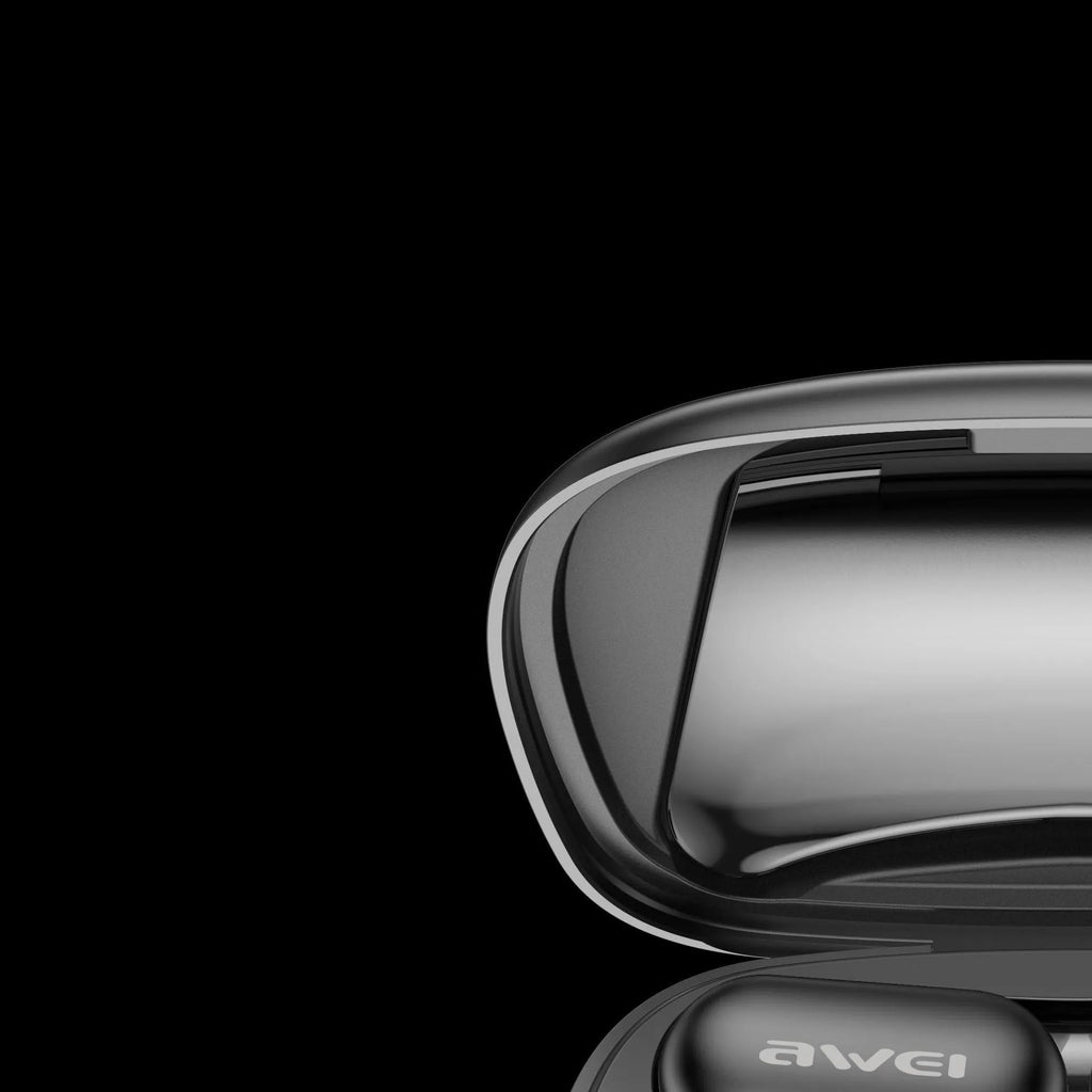Ear-mounted Bluetooth headset sports car design in black with digital display screen