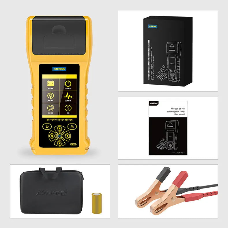 Autool BT760 vehicle battery tester with colour screen and battery connection clips