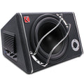 10-inch car subwoofer in MDF enclosure with PVC leather finish for 12V vehicle audio refit