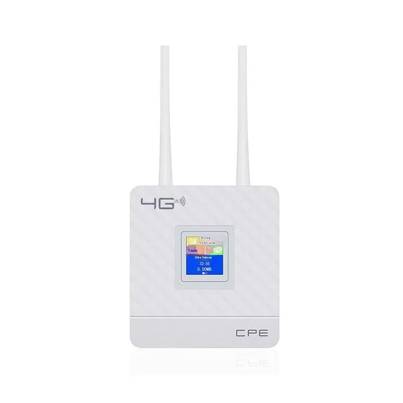 Dual antenna LTE router with USB cable and power adapter for home office shared display connectivity