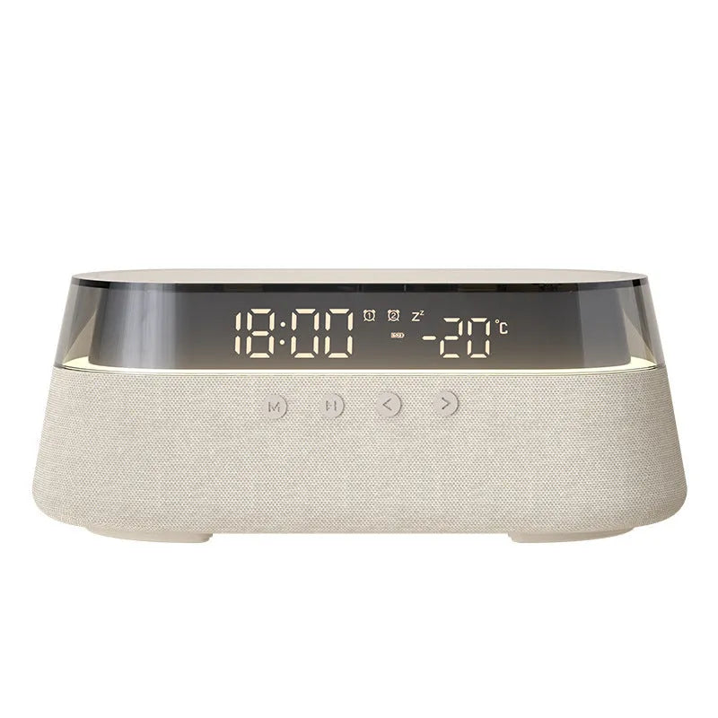 Wireless charging audio gift box night light with Bluetooth speaker, three dimming levels, beige colour